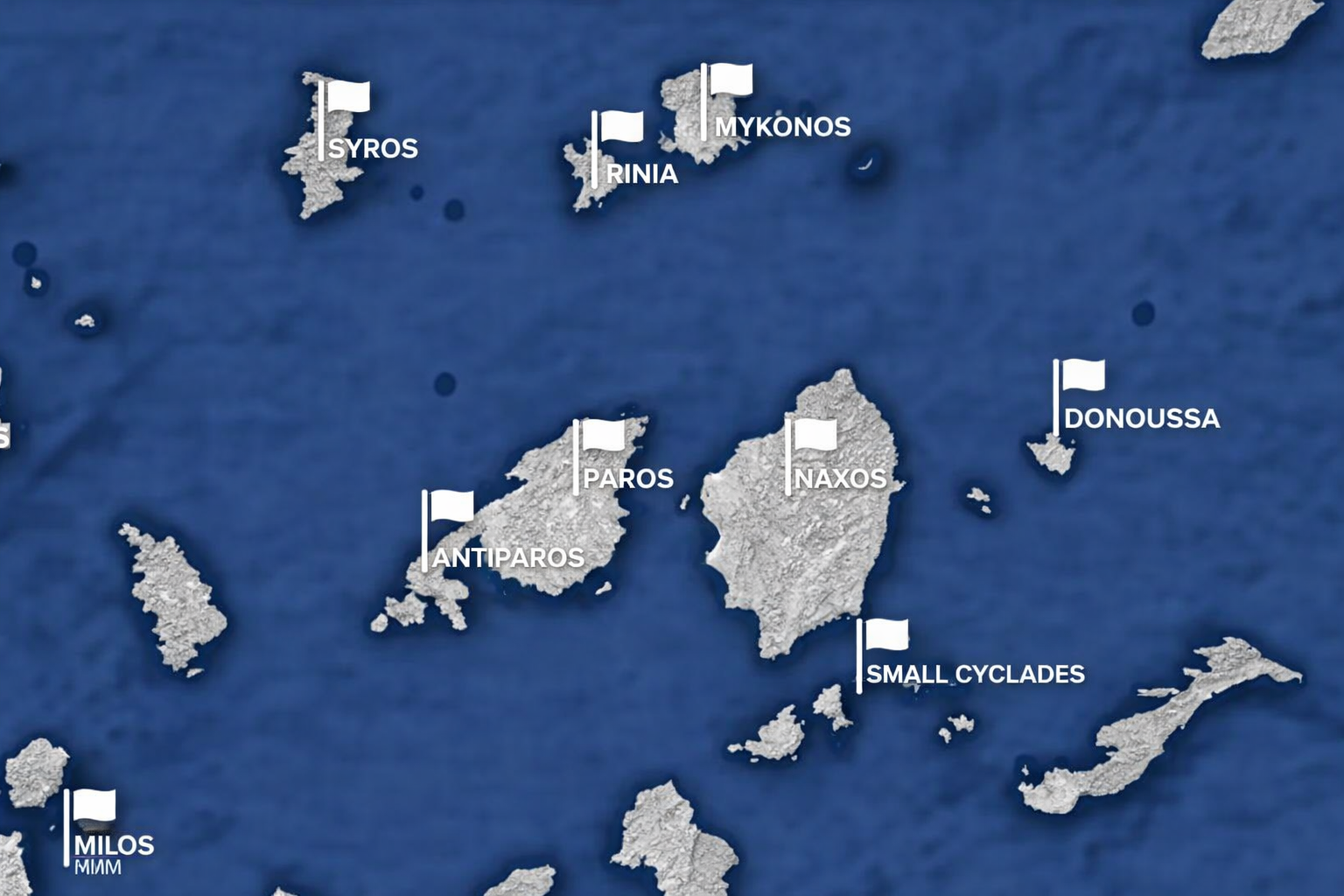 Sailing route through the Cyclades — Mykonos, Paros, Naxos, Milos and beyond