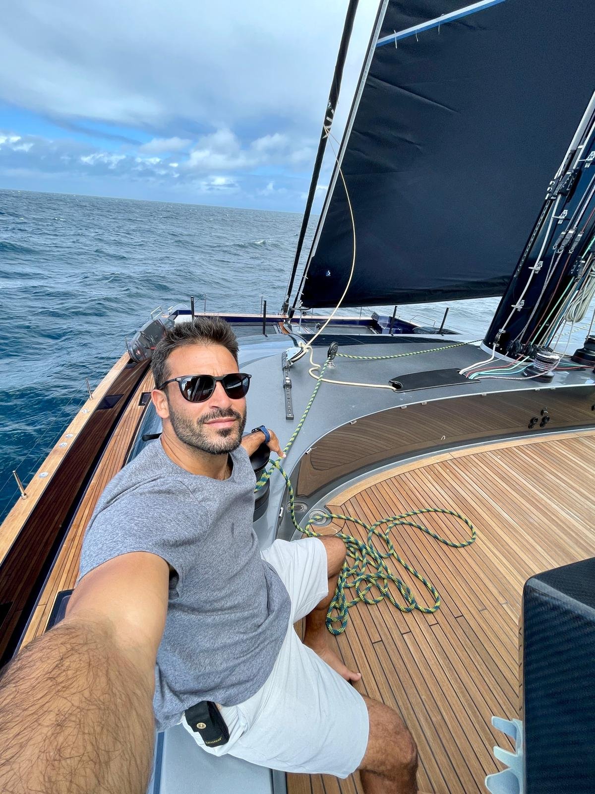 Philippe Di Renzo on a sailboat