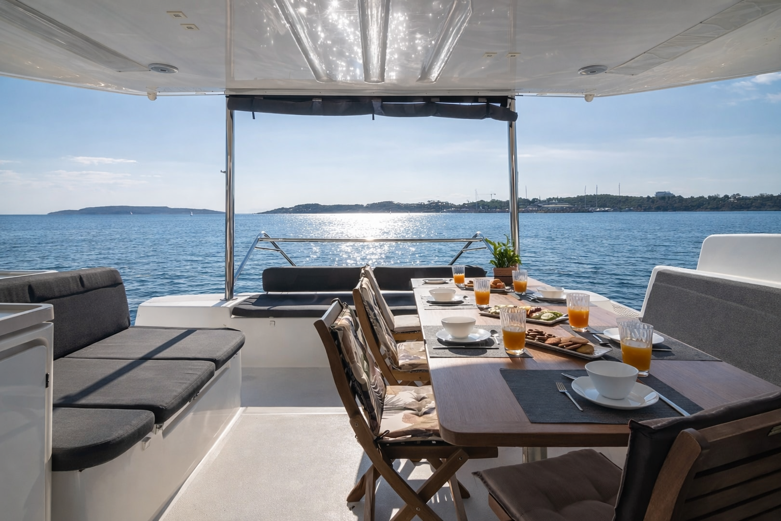 Breakfast on the stern deck