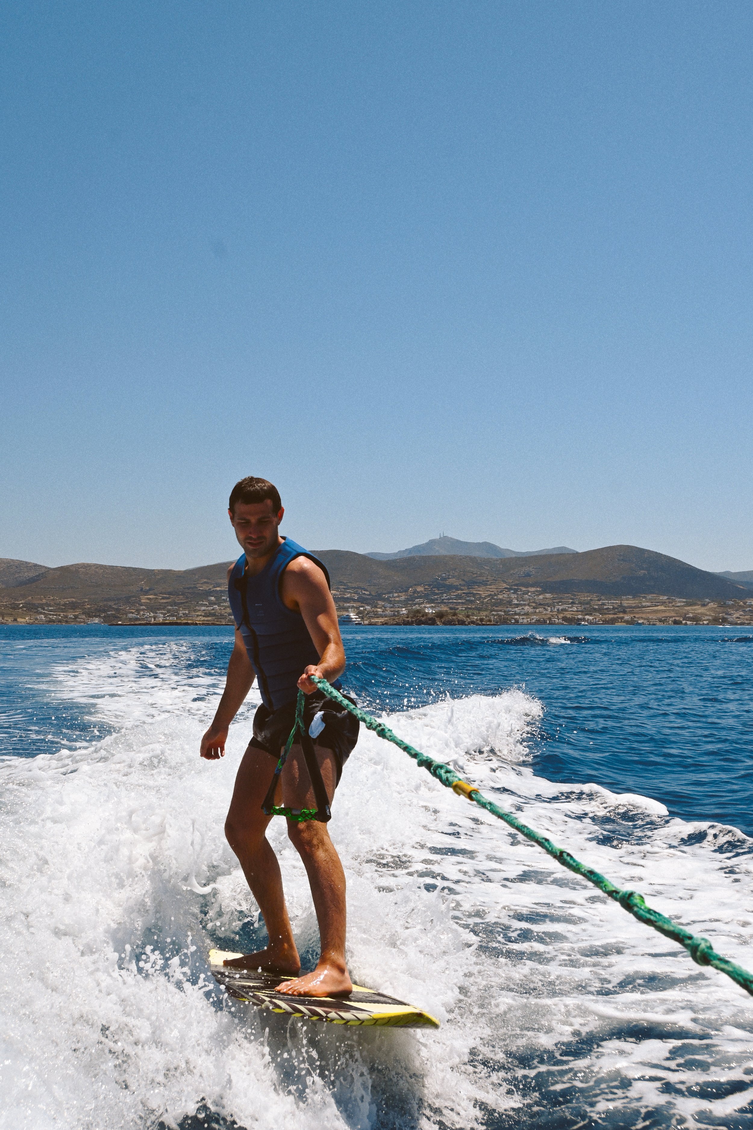 Wakesurfing in the Cyclades