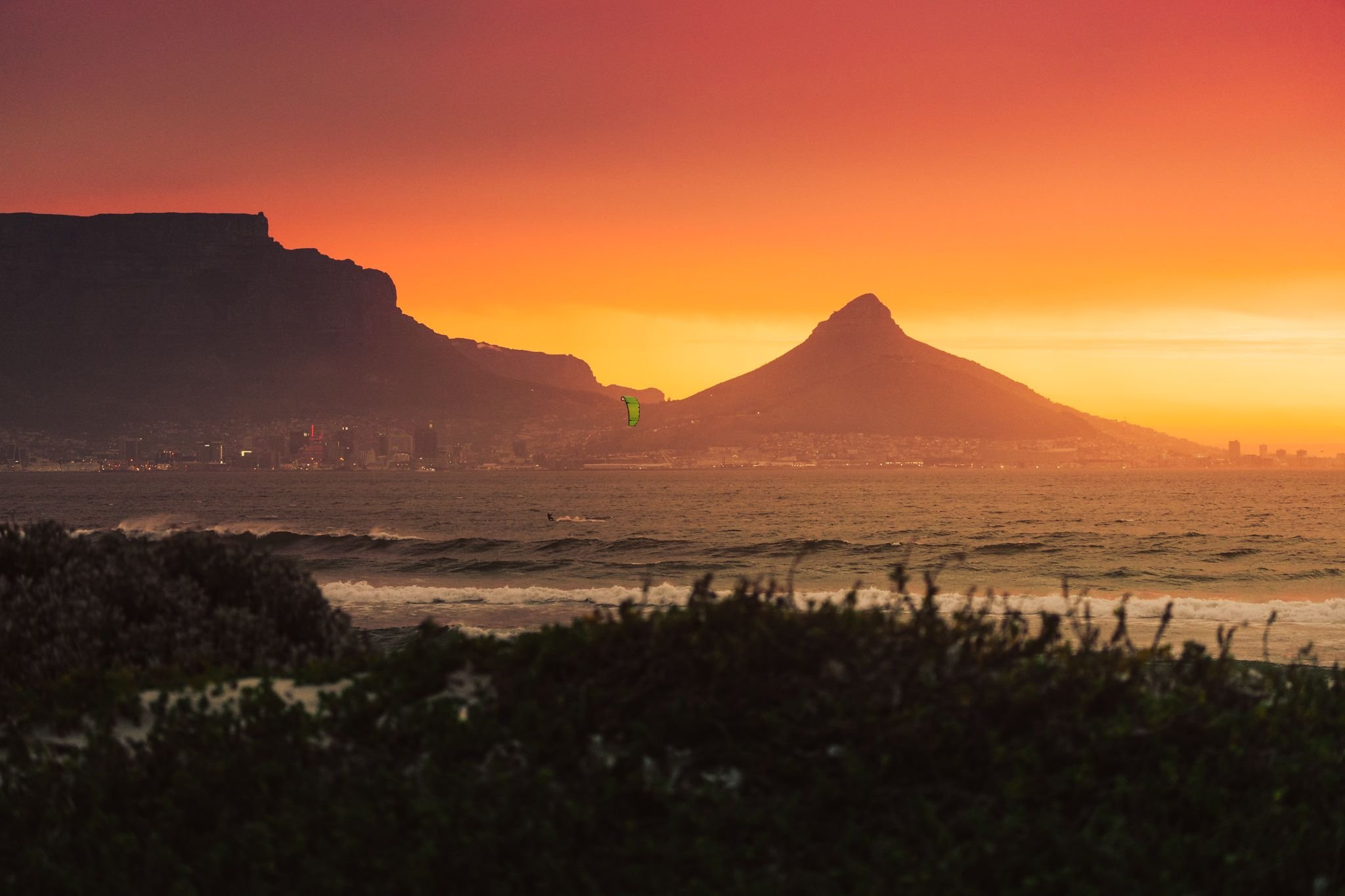 Cape Town Lion's Head sunset silhouette
