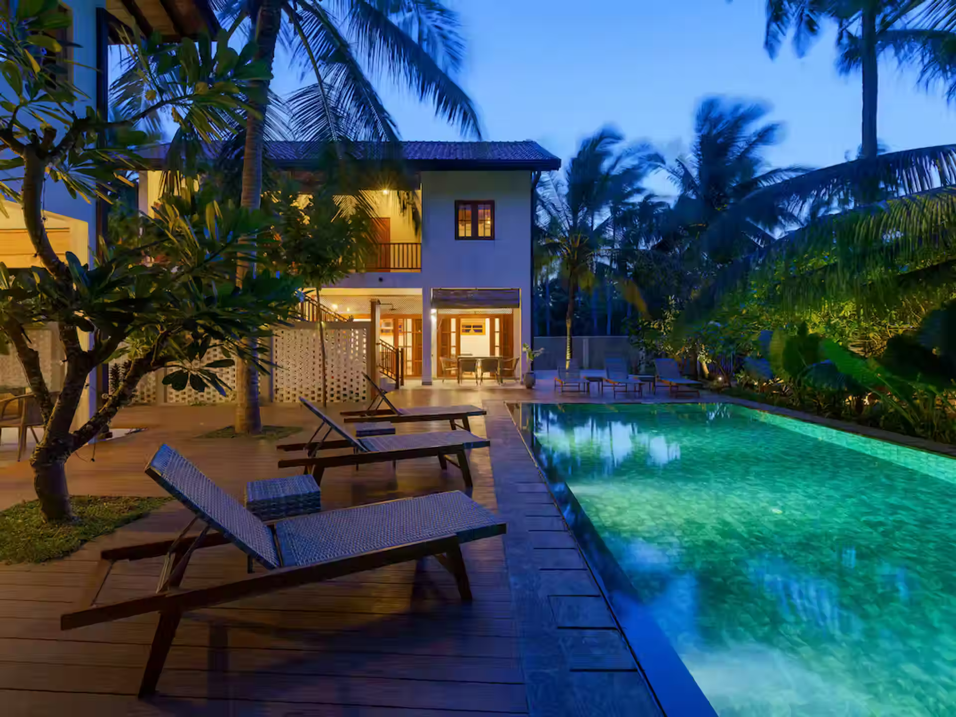 Kalpitiya villa pool at twilight