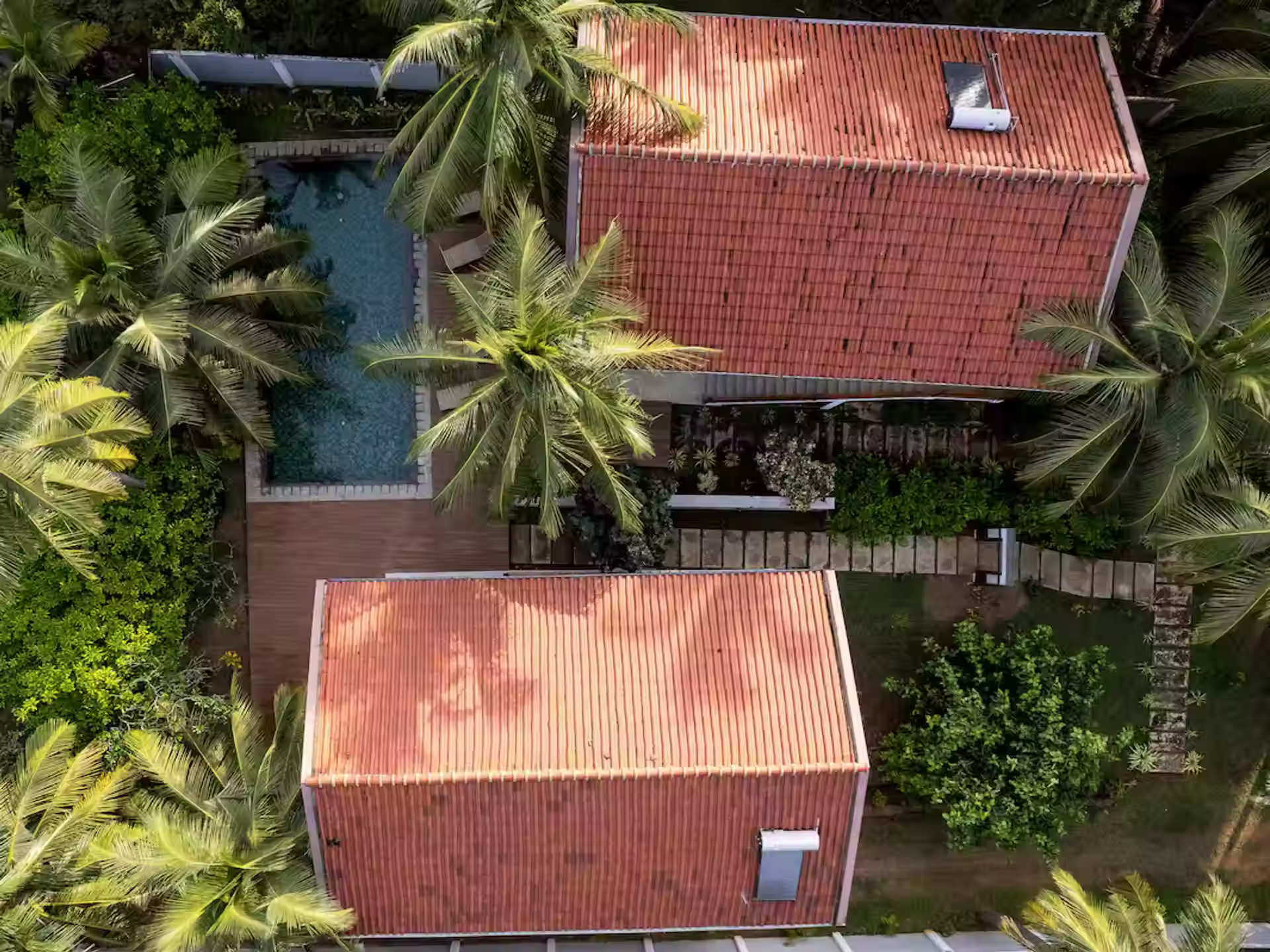 Kalpitiya aerial view of villa rooftops