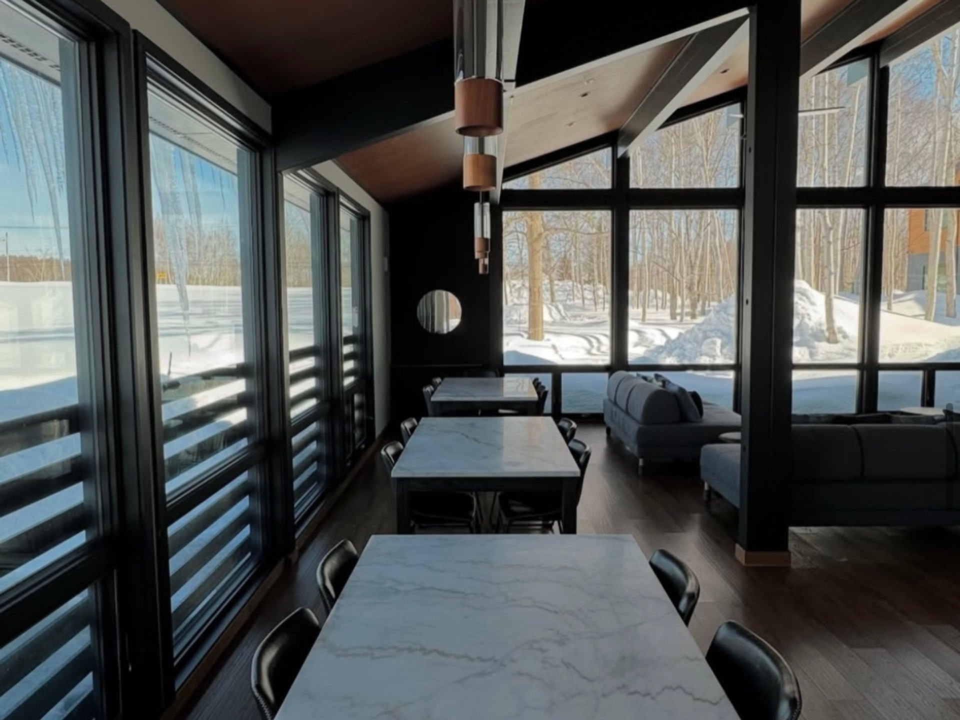 Niseko chalet dining lounge interior