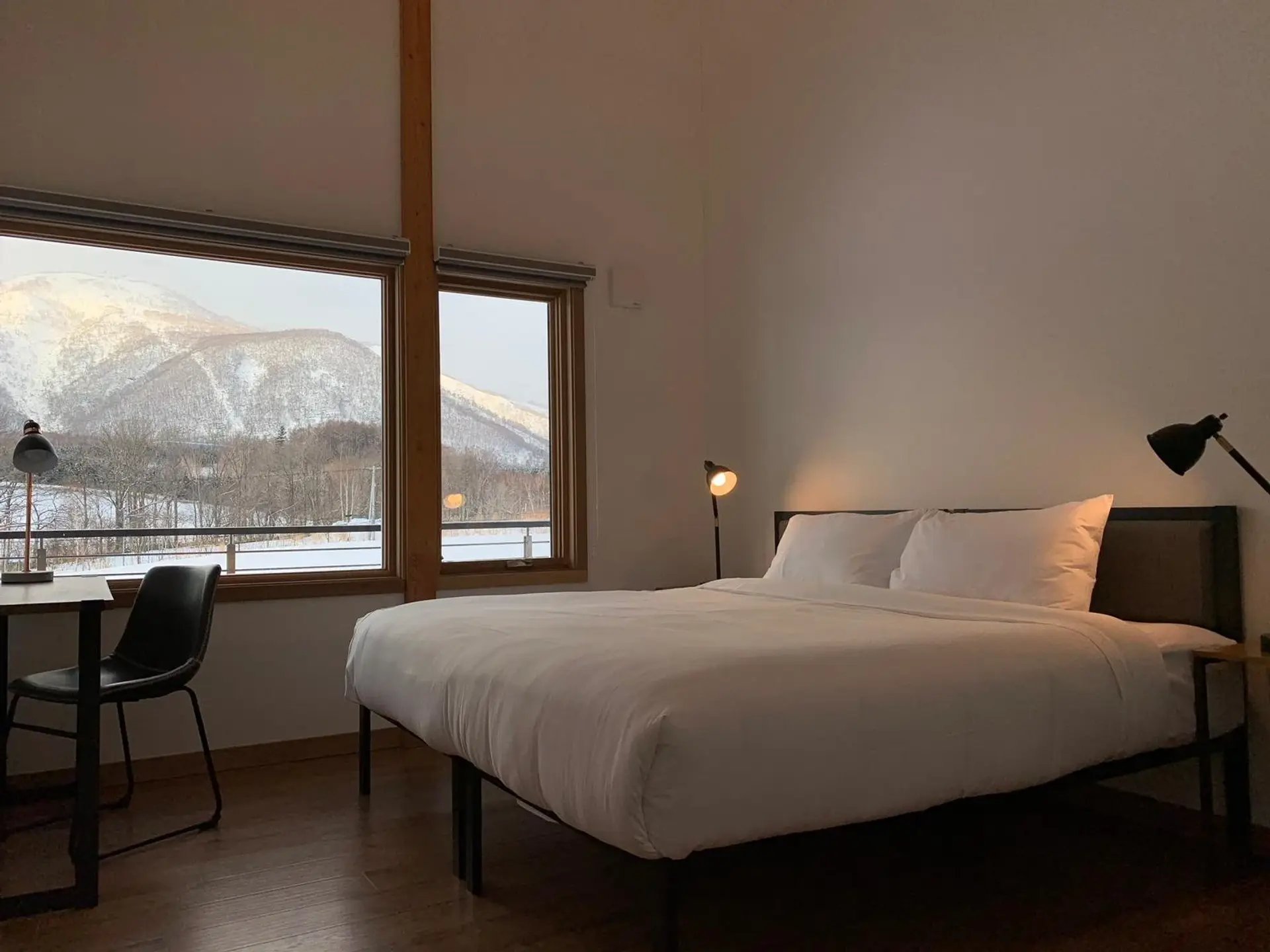 Niseko chalet bedroom with mountain view