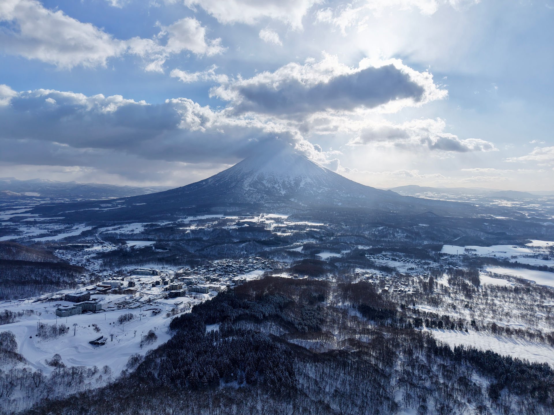 Niseko aerial view of ski slopes