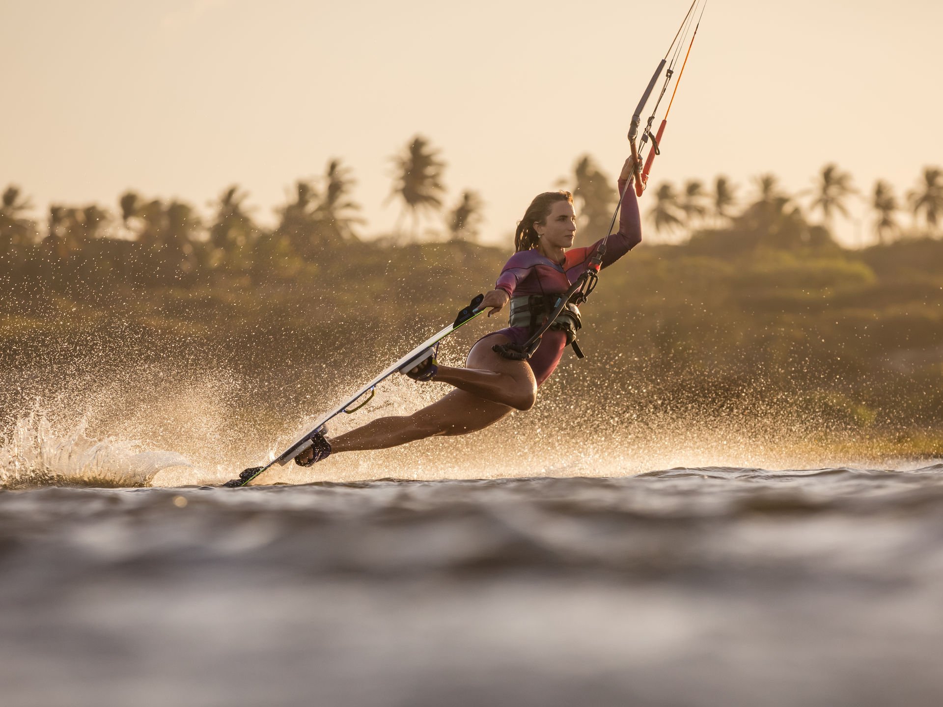 Prea kitesurfer at golden hour