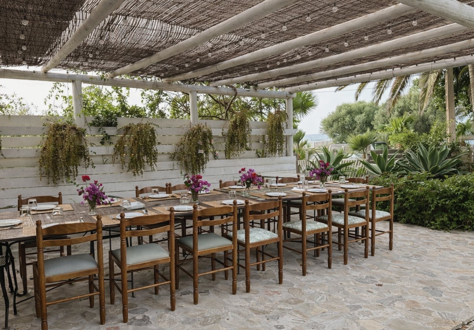 Tarifa villa outdoor dining under pergola