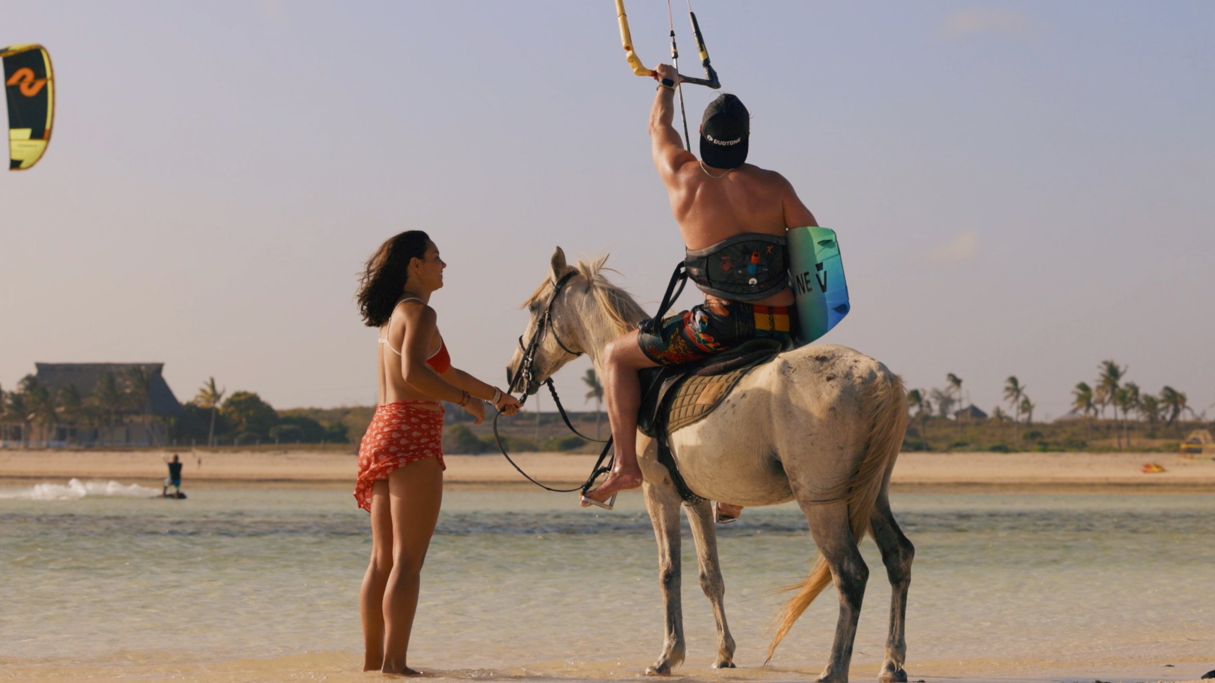 Kitesurfer on horseback on Watamu beach