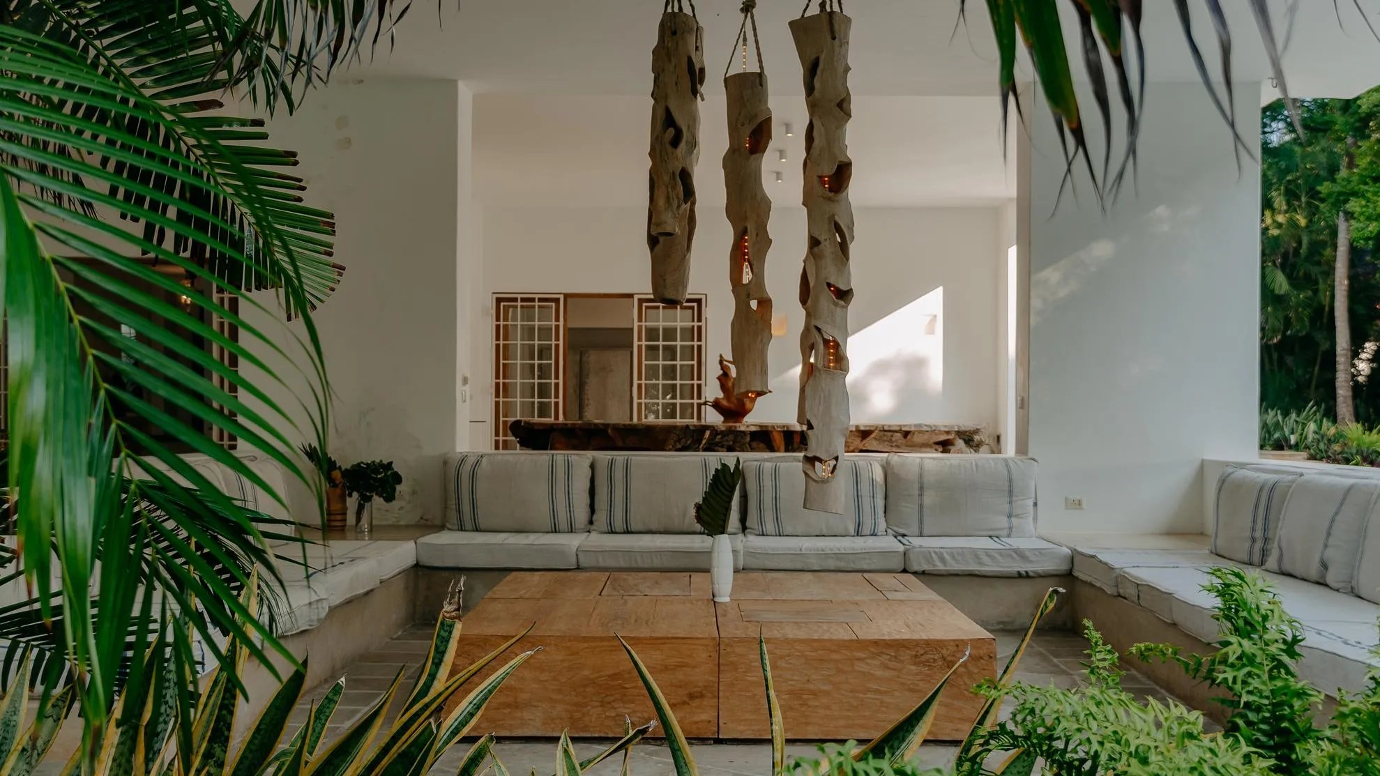 Watamu villa open-air lounge with garden view